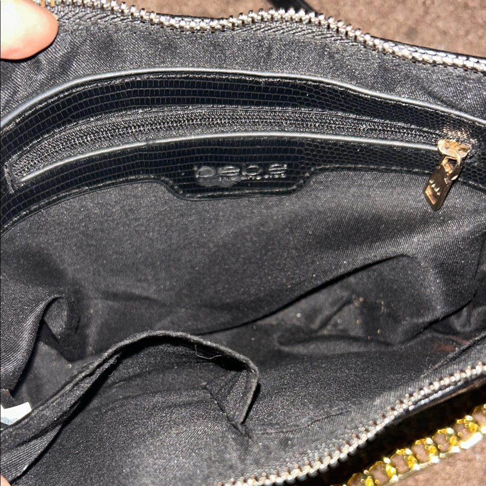 Bebe Fabiola Black Crossbody Bag with Gold Accents in Great Condition - Picture 3 of 5